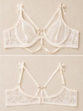 For love and lemons Sheer Lace Underwire Bra in Ivory